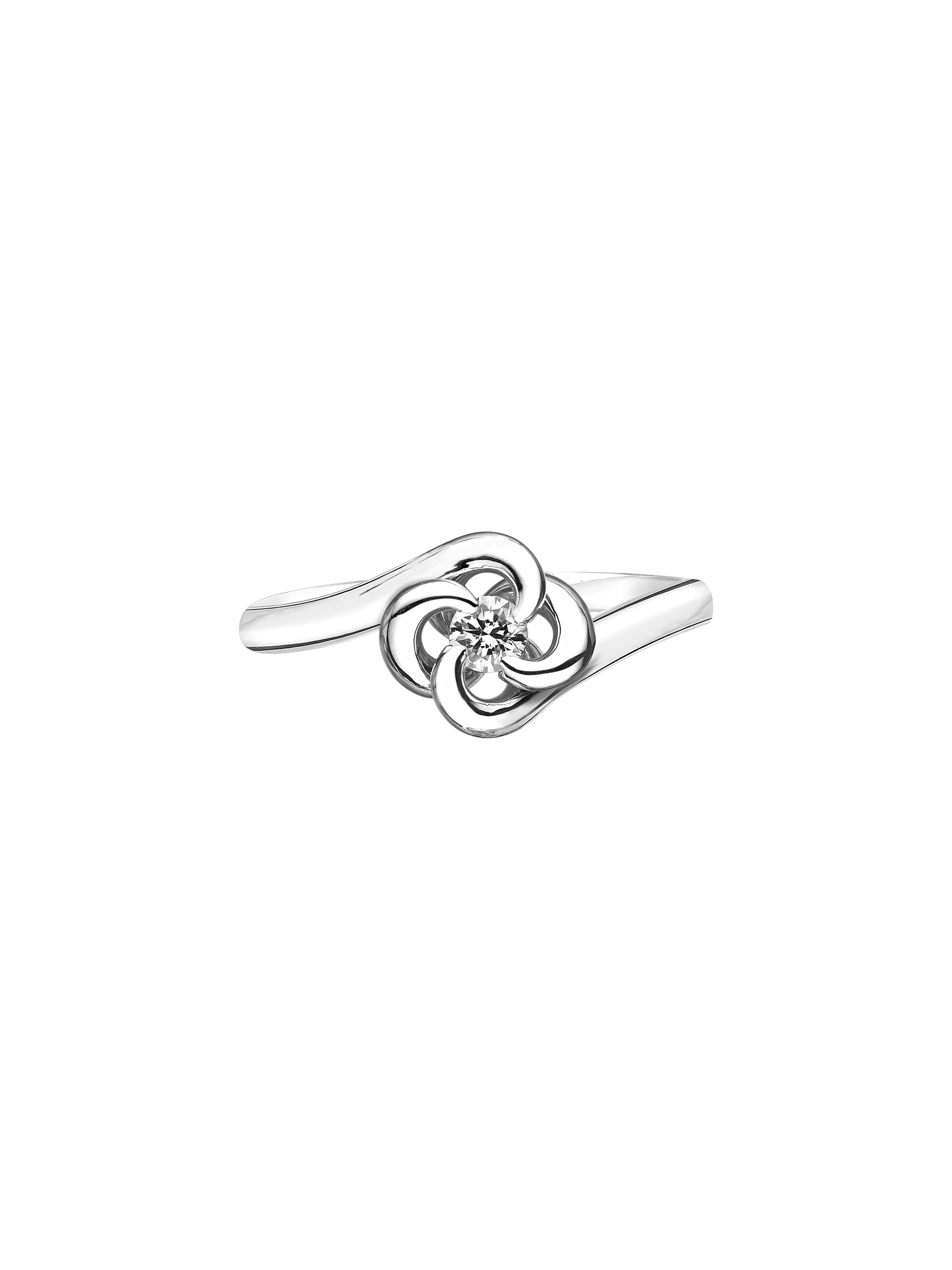 Entwined petal engagement ring - 18ct white gold & 0.10ct diamond